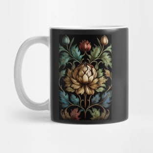 Floral Garden Botanical Print with Black Background Mug